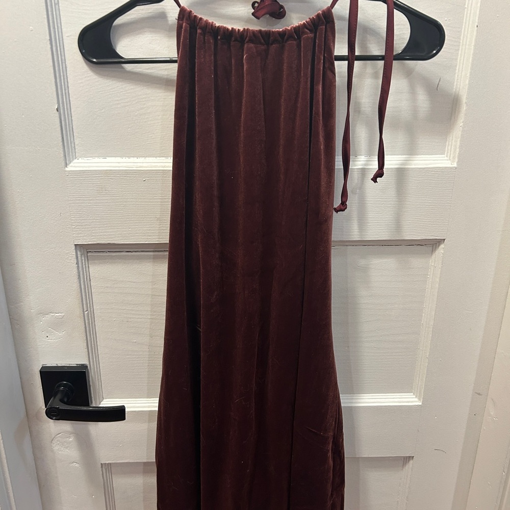Elegant Burgundy Halter Dress